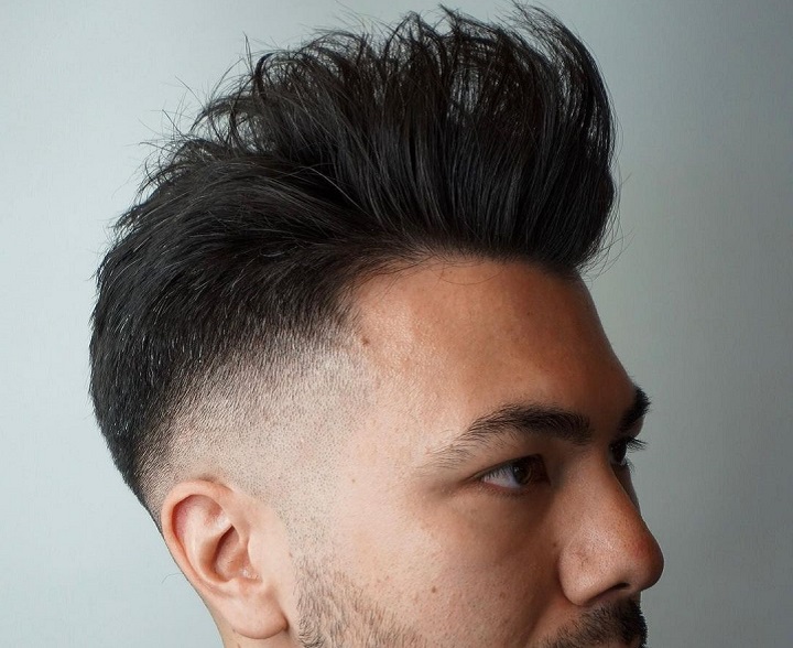Fade Pompadour Messy Hairstyle