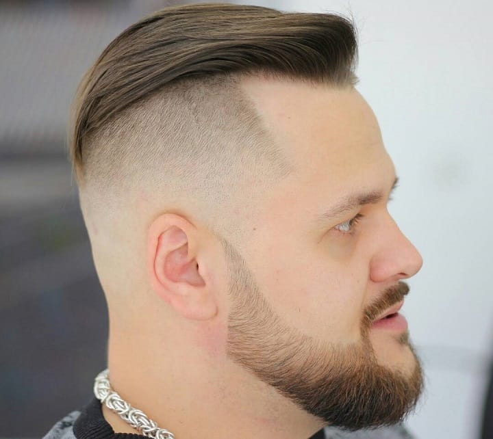 High Skin Fade With Hard Part and Slick Back 