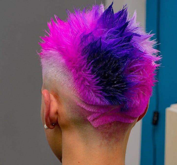 Electric Pink To Blue Back Side Hair Color