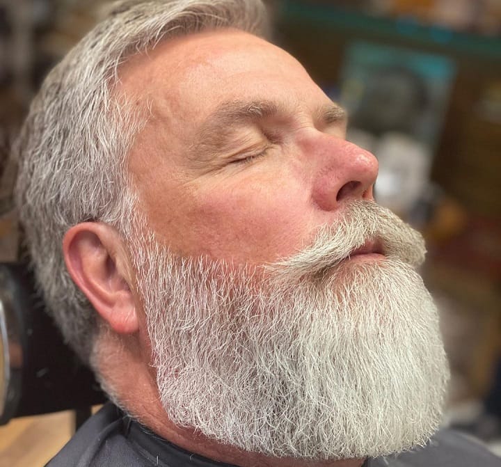 Gray Beard and Handlebar Mustache 