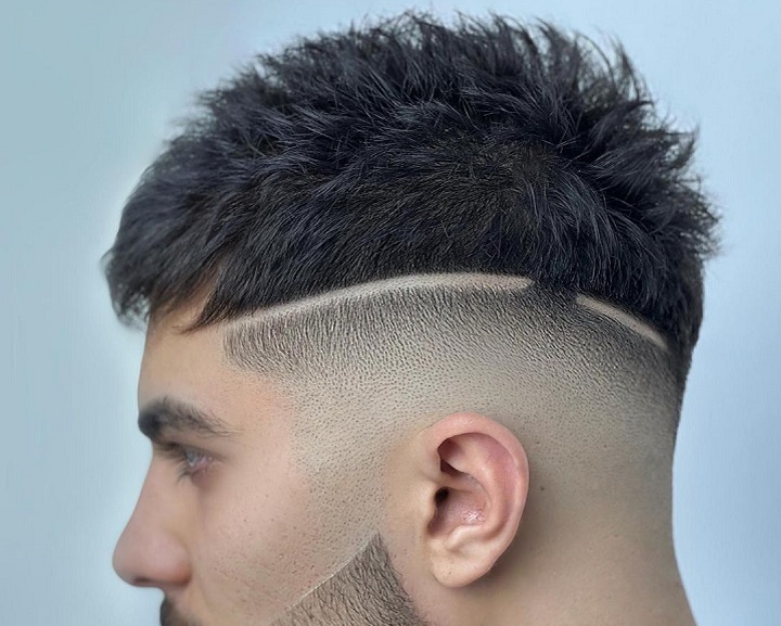 Shaved Sides Haircut For Men Mid Bald Fade and Spiked Hair
