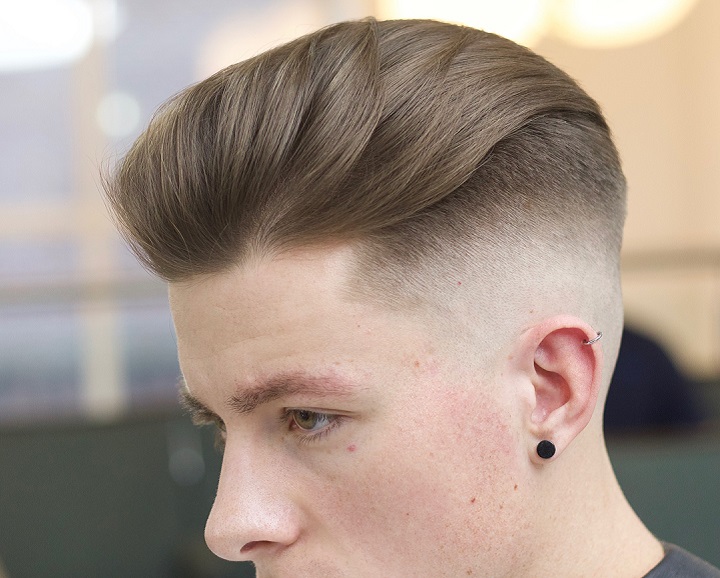 Low Fade and Long Slicked Back Hairscut for Gay Men