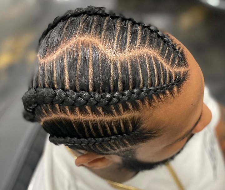 Wavy Man Bun Braid Sideline