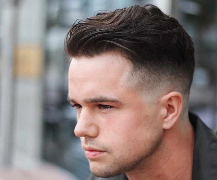 Drop Fade And Slick Back for Big Foreheadhigh forehead hairstyles male men's haircut for big forehead buzz cut with big forehead 