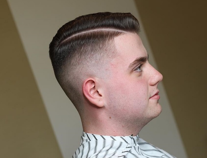 Fade And Sideline greaser hairstyle