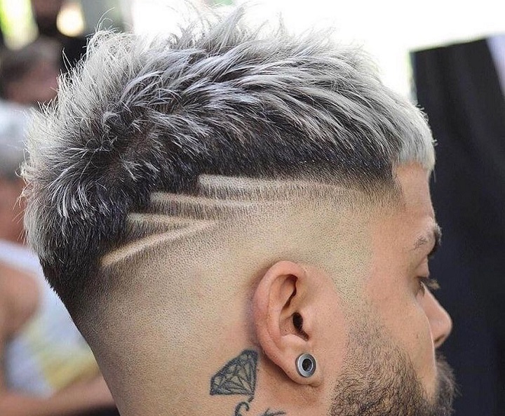 Fade With Notches Spiky Haircuts Men