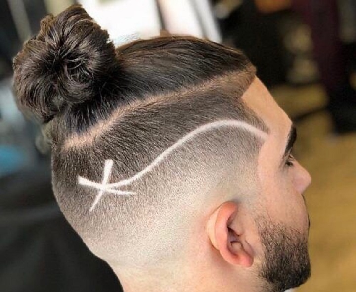 High Fade Design And Bun