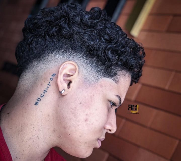High Haircut With Curly Top