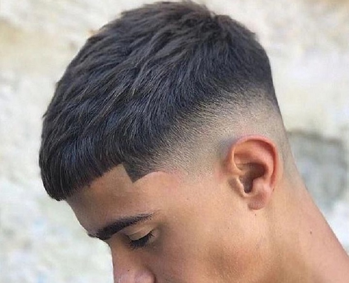 Mid Fade And Fringe french cropped hairstyle