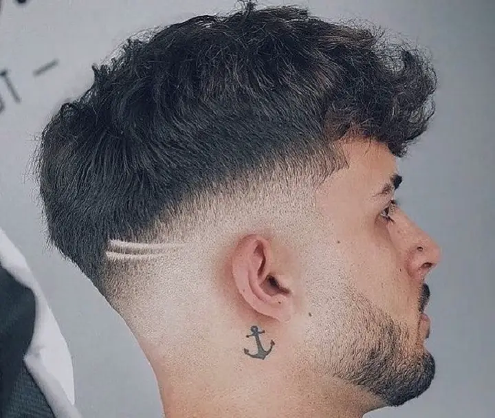 Mid Fade Curly Bangs