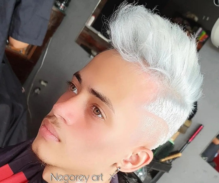 White Quiff Spiky Haircut for Men