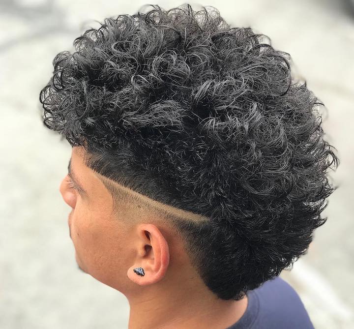 Curly Permed Mullet With a Fade