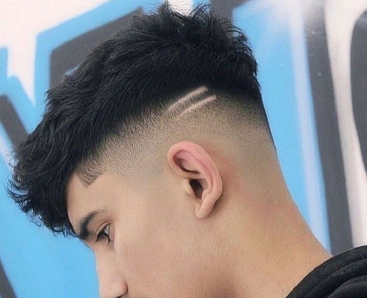 Fade Double Lineshair cut with line on the side
hair cut with side line
hair cut zig zag
