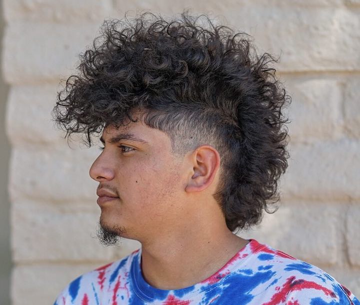 Guy With Curly Permed Mullet