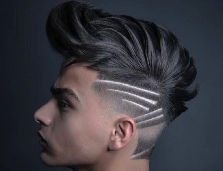 Lines Arttaper fade with line design
two line hair cut
two line haircut design

