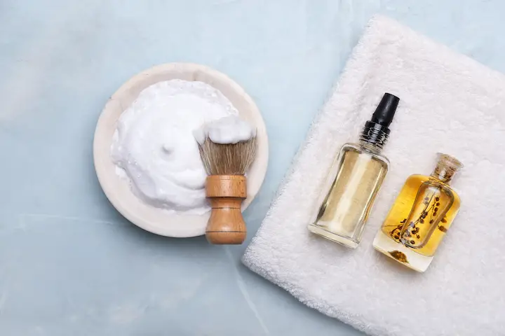 Shave Brush, Foam and Two Bottles of Beard Oil