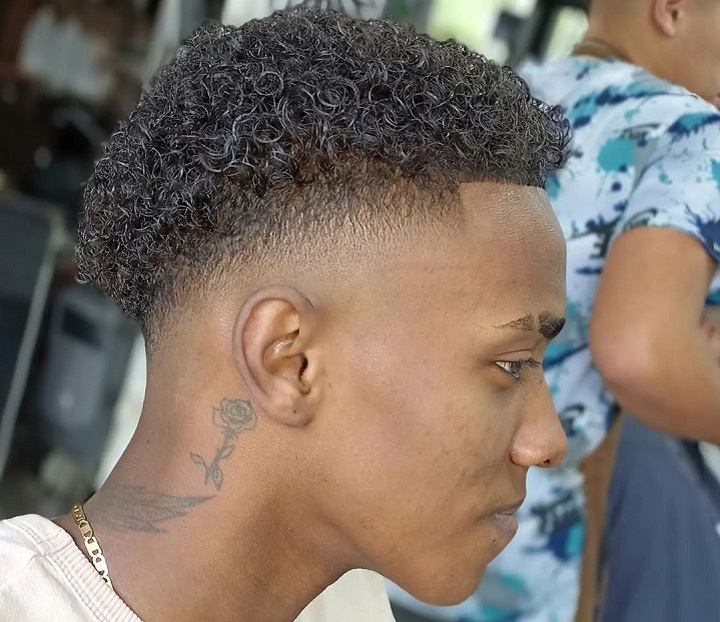 Skin Fade Tight Perm Hairstyle 