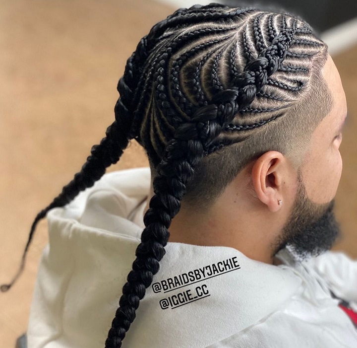 Small Braids Into Bigmen with two braids
mens 2 braid hairstyles
two braids boy hair
