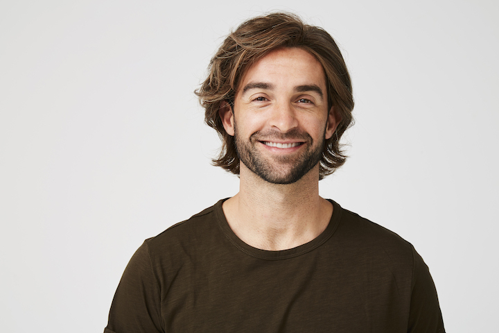 Smiling Bearded Guy With Long Hair