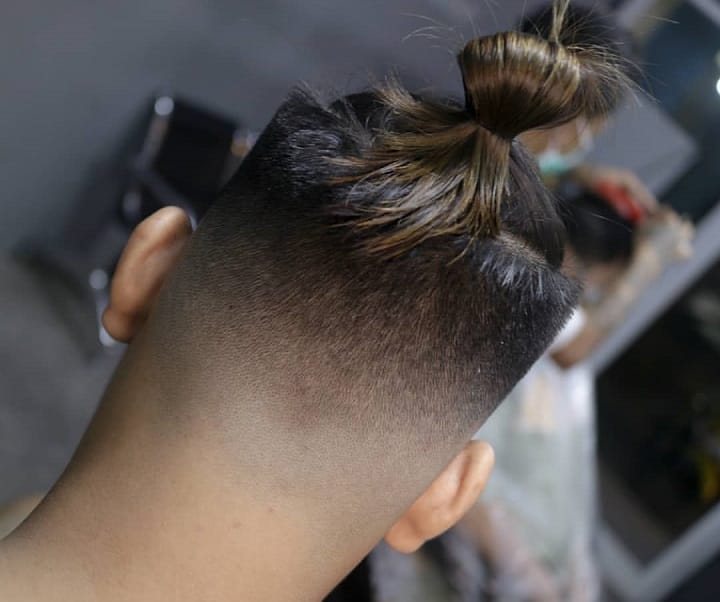 Square Haircut And Bun