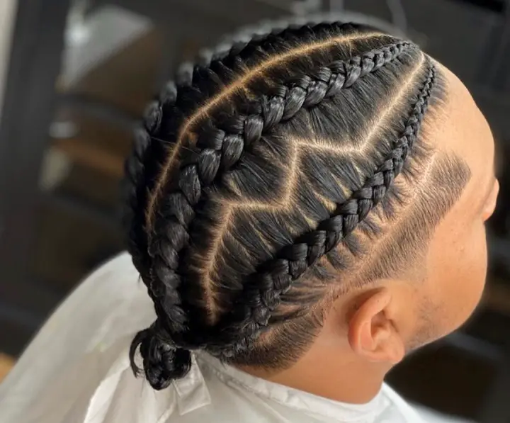 Zig Zag Artbraids on top of head male
man braid styles
zig zag braids men
