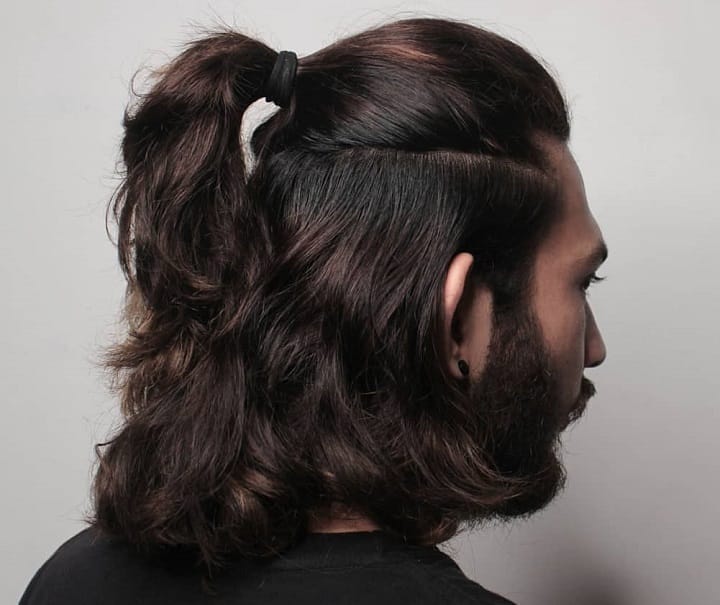 Androgynous Half Up Man Bun 