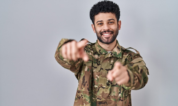 Smiling Soldier With a Beard
