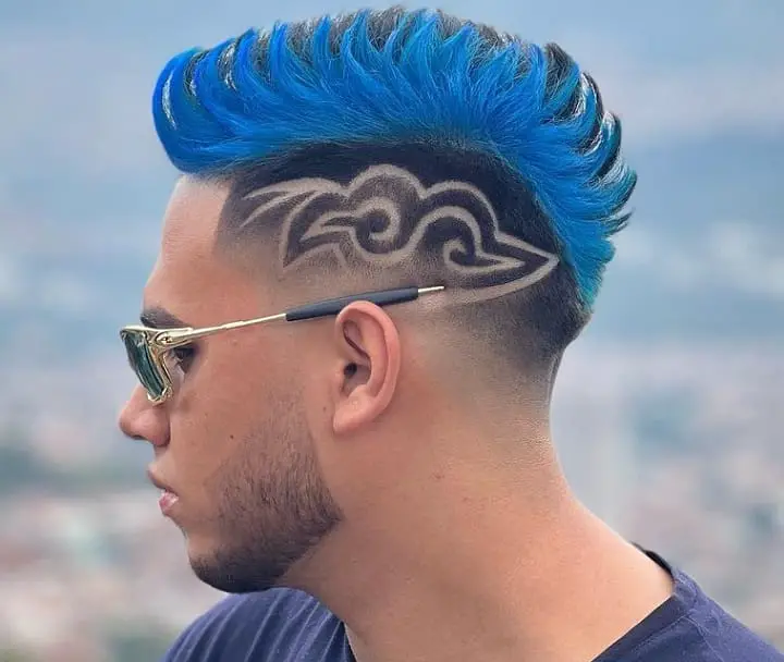 Blue Highlights Mohawk And Hairtattoo