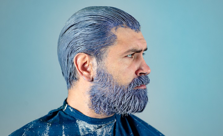 Man With Hair and Beard Dyed In Purple