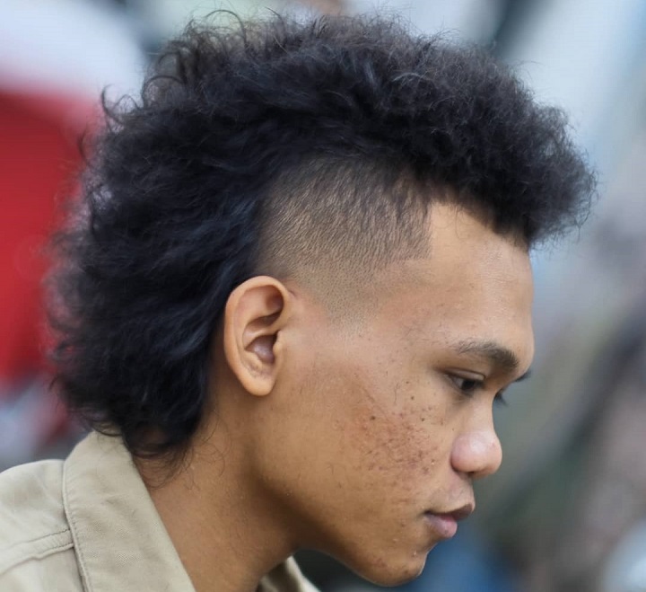 Curly Edgy Mullet Haircut 