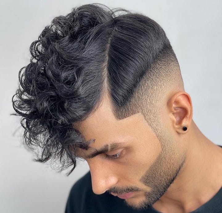 Faded Heavy Stubble With Skin Fade Curly Hair 