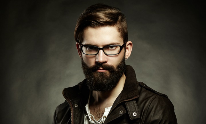 Bearded Man in Leather Jacket and Glasses