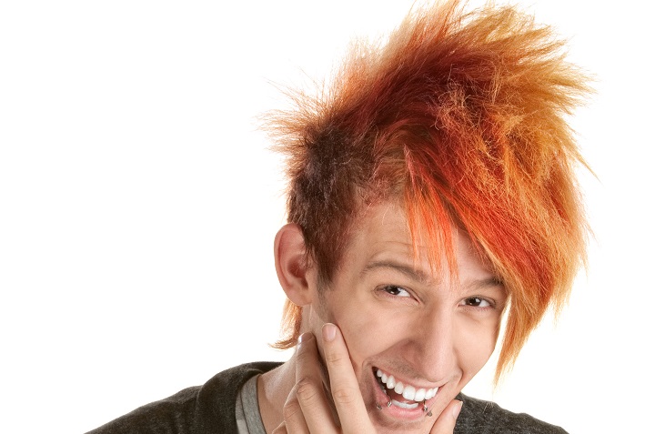 Smiling Man With Spiky Orange Hairstyle