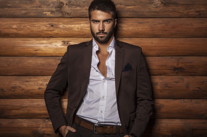 Young Bearded Man in a Brown Suit