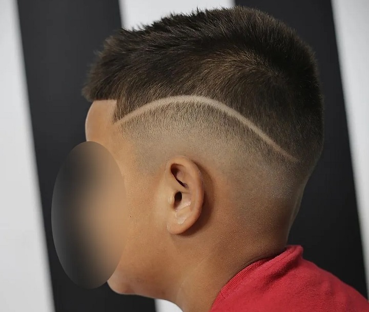 Shaved Line Contrast Boy's Fade Haircut