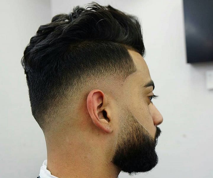 Textured Crop Top, Low Fade and Thick Beard 