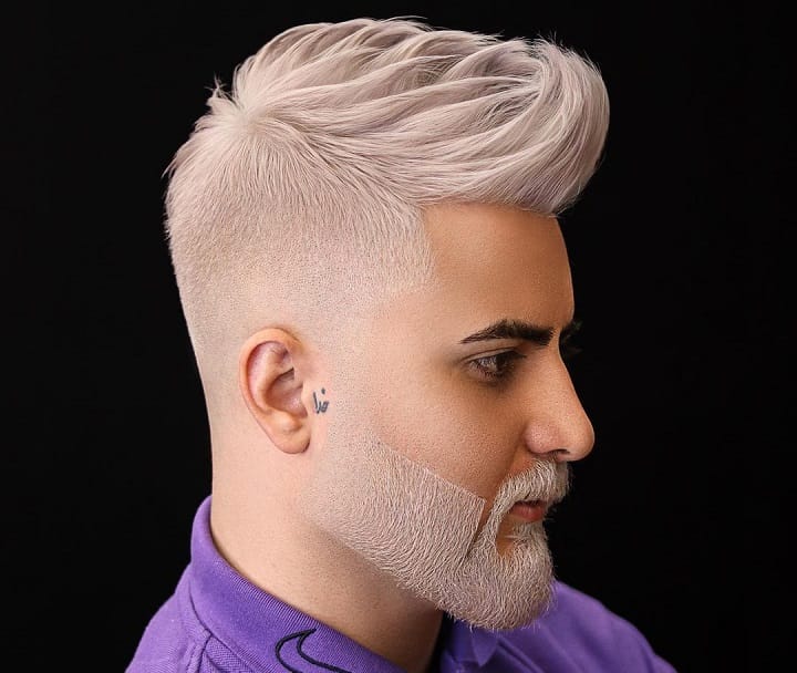 White With Tapered Fade and White Curly Long Beard 