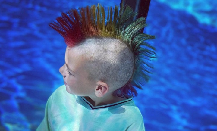 Little Boy With Rainbow Colored Mohawk