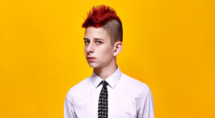 Boy With a Red Mohawk Hairstyle