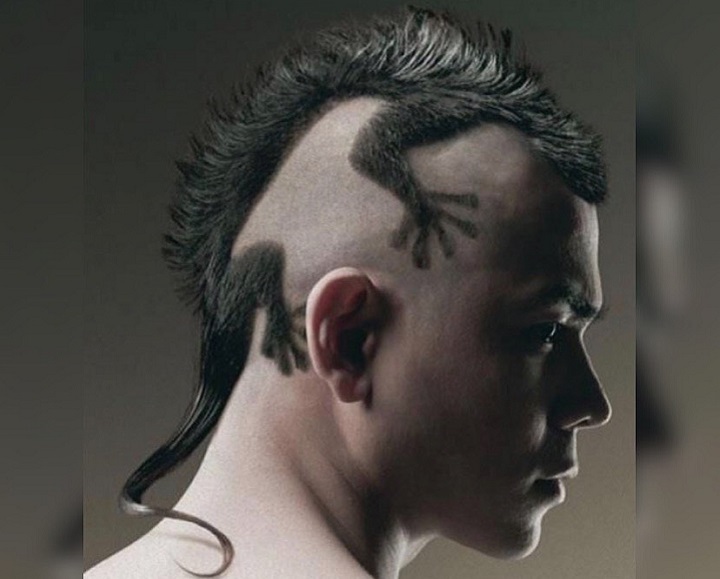 Man With a Spiky Gecko Haircut