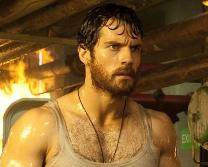 Bearded Henry Cavill With Wet Hair