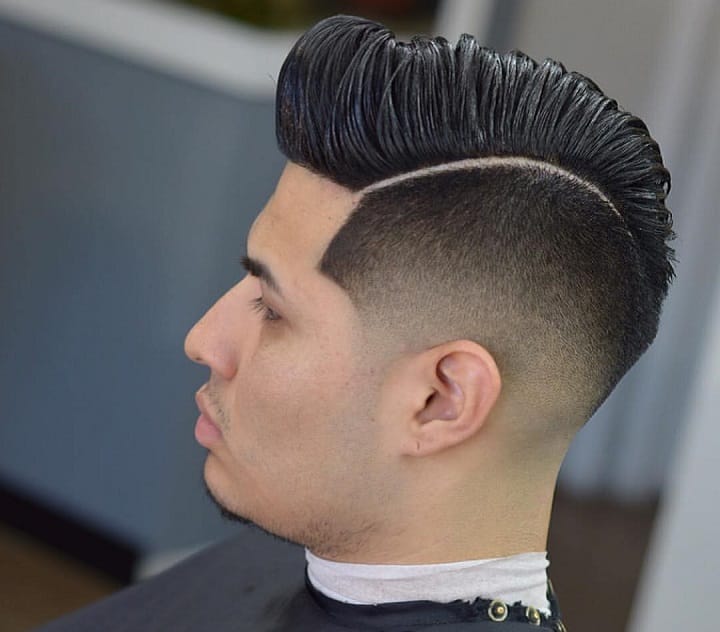 High Skin Fade With Combed-Over Pompadour 