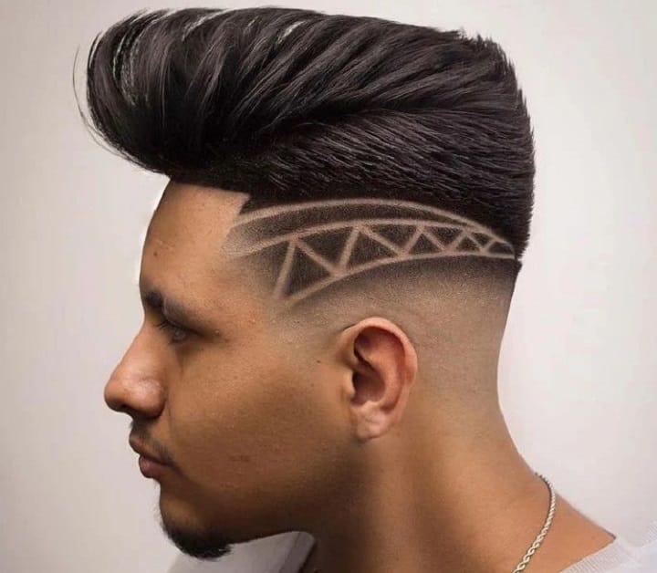 Layered Pompadour With Tapered Temple 