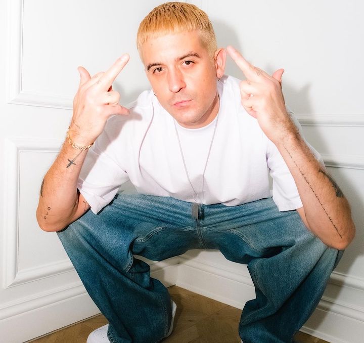 Rapper G-Eazy With a Platinum Blonde Comb-Over Hair