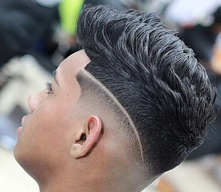 Textured Perm With Shaved Line