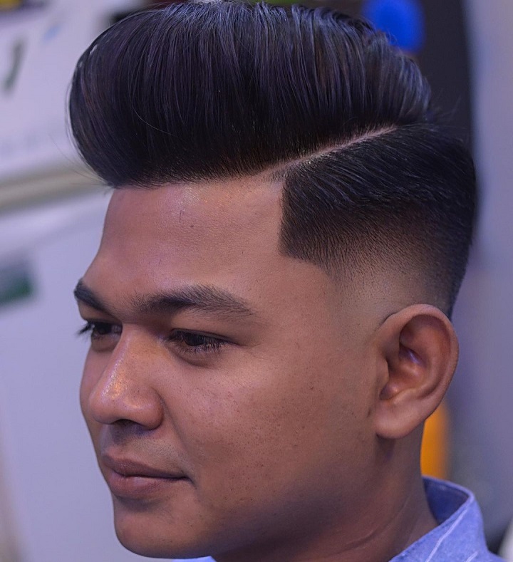 Textured Shadow Taper Pomp Hairstyle