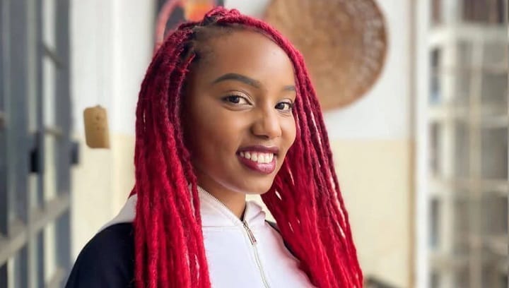 Smiling Black Girl With Long Red Dreadlocks Hairstyle