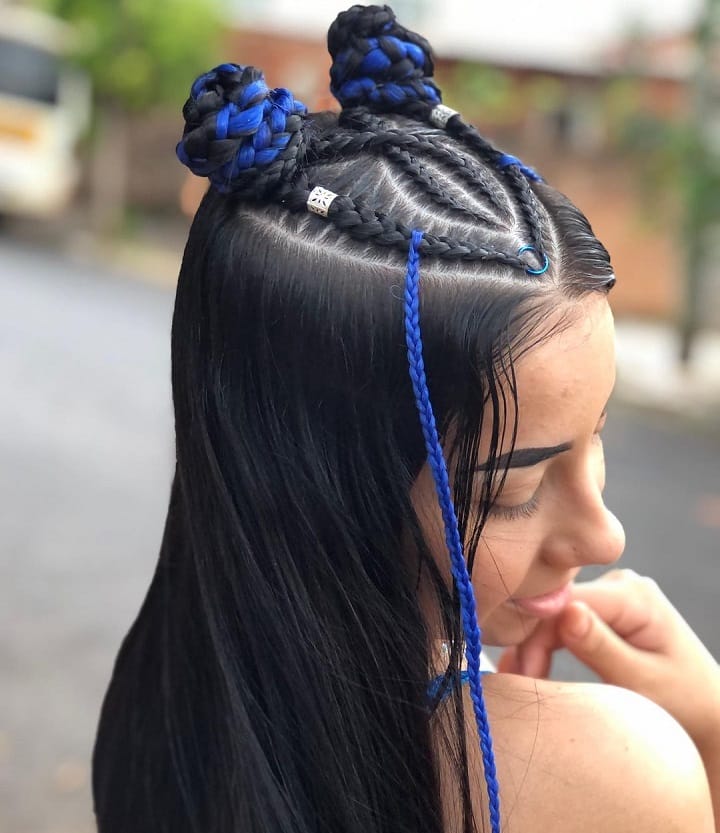 Braided Colored Buns