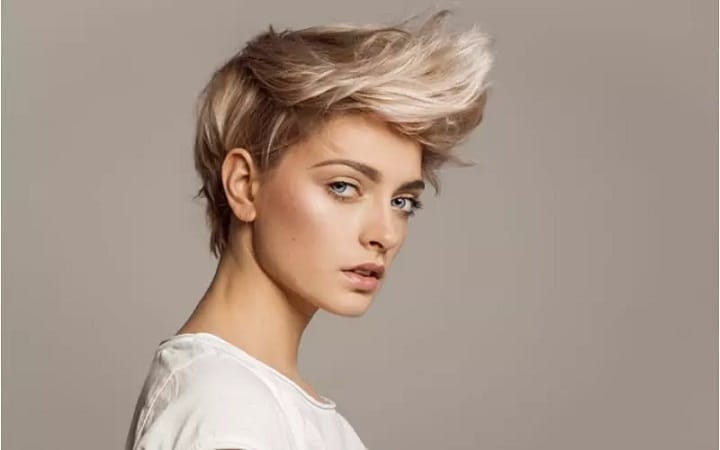 Woman With a Blonde Faux Hawk Hairstyle