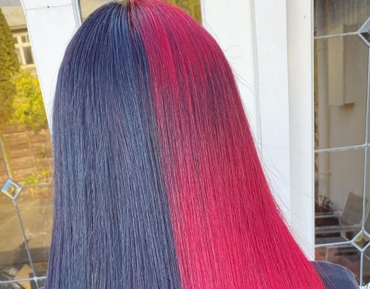 Half Red Half Black Hair
